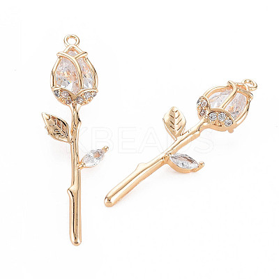 Brass Micro Pave Cubic Zirconia Pendants KK-S364-014B-1