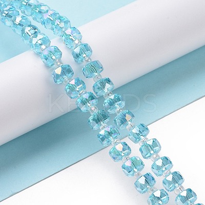 Electroplate Transparent Glass Beads Strands EGLA-H101-03E-1