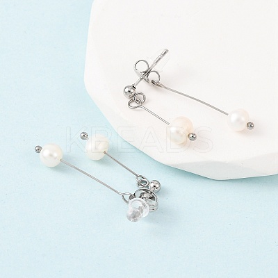 304 Stainless Steel Round Tassel Stud Earrings EJEW-K268-89P-1