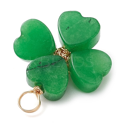 Dyed Natural Malaysia Jade Clover Pendants PALLOY-JF03180-05-1