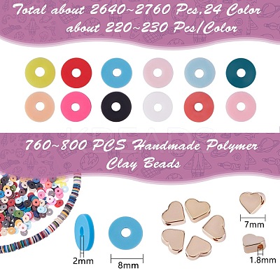 2400Pcs Single Colors Handmade Polymer Clay Beads CLAY-SZ0001-55-1
