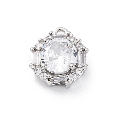 Brass Micro Pave Clear Cubic Zirconia Pendants KK-Z084-09P-03-1