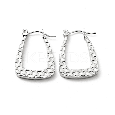 Non-Tarnish 304 Stainless Steel Trapezoid Hoop Earrings for Women LS-EJEW-A076-07P-1