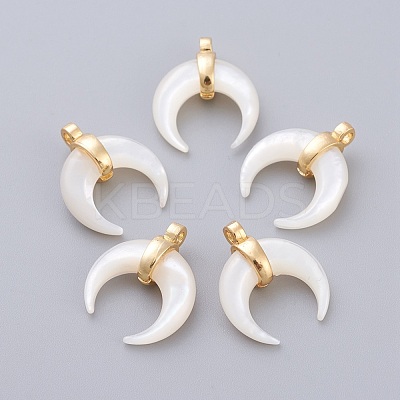 Natural White Shell Mother of Pearl Shell Pendants SSHEL-L017-012G-1