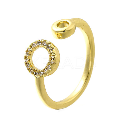 2Pcs 2 Styles Brass Micro Pave Clear Cubic Zirconia Cuff Rings for Women RJEW-S399-02G-1