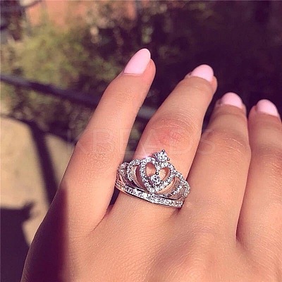 Fashionable Alloy Rhinestone Finger Rings FS-WG5016E-02-1