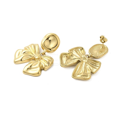 304 Stainless Steel Bowknot Stud Earrings for Women EJEW-U020-02G-1