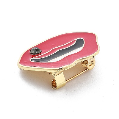 Red Lip Alloy Enamel Pin Brooches JEWB-C037-15G-1