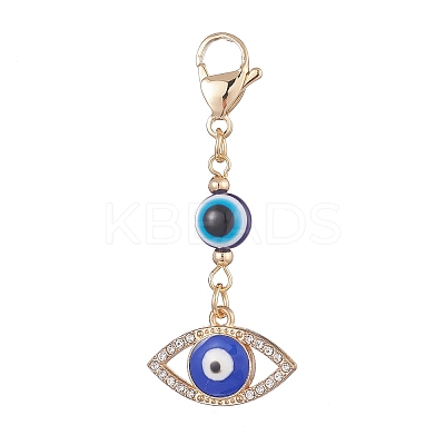 Evil Eye Alloy Enamel with Rhinestone Pendant Decoration HJEW-JM01040-02-1