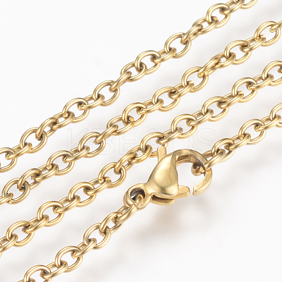 Real 24K Gold Plated Brass Cable Chain Necklaces NJEW-R165-09-1