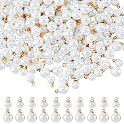 200Pcs 2 Styles ABS Plastic Imitation Pearl Pendants SACR-HS0001-02-1