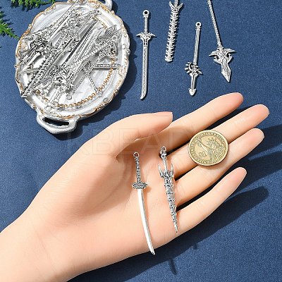 60Pcs 6 Styles Tibetan Style Alloy Big Pendants TIBEP-FS0001-25-1