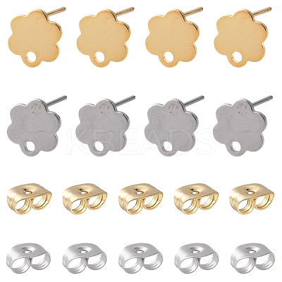 16Pcs 2 Colors 201 Stainless Steel Stud Earring Findings with Hole EJEW-FS0001-20-1