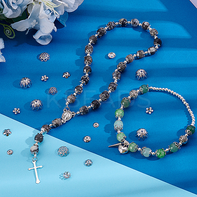 240Pcs 8 Style Stainless Steel Flower Bead Caps STAS-PH0004-27-1