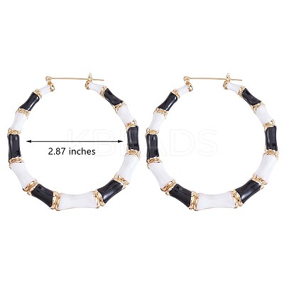 Enamel Bamboo Big Hoop Earrings JE976B-1