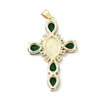 Rack Plating Brass Micro Pave Cubic Zirconia Pendants ZIRC-I059-15G-03-1