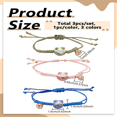 3Pcs 3 Colors Bell Charm Bracelet BJEW-LP0004-51-1