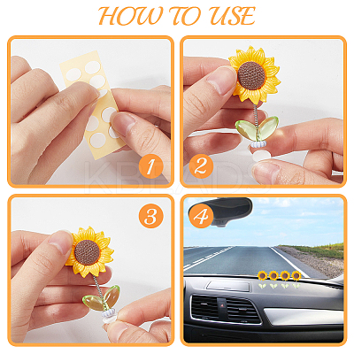 Resin Sunflower Decoration for Car AJEW-CN0003-15-1