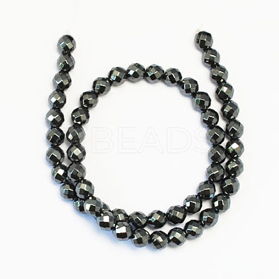 Non-magnetic Synthetic Hematite Beads Strands X-G-S086-8mm-1