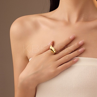 Irregular Geometric 304 Stainless Steel Open Cuff Rings for Women RJEW-R012-02G-1
