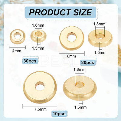 60Pcs 3 Styes Brass Beads KK-BC0012-30-1