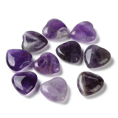 Natural Amethyst Heart Palm Stones G-M416-09A-1