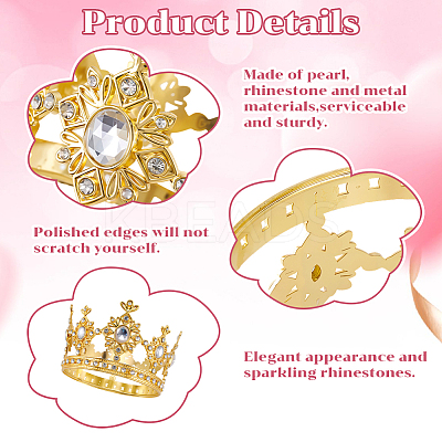 4Pcs 4 Styles Crown Zinc Alloy Cake Decoration AJEW-CP0008-84G-1