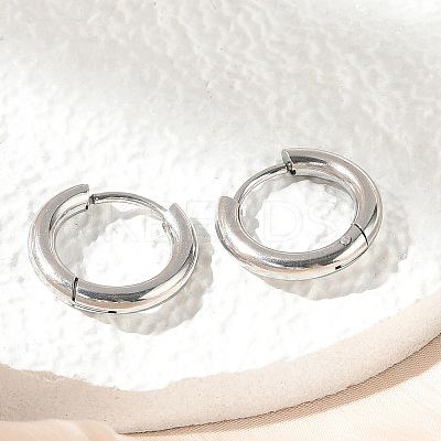 Tarnish Resistant 201 Stainless Steel Hoop Earrings X-MAK-R021-15mm-1