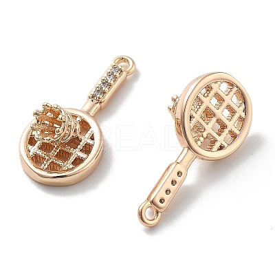Rack Plating Brass Clear Cubic Zirconia Pendants KK-M102-23G-A-1