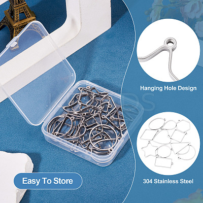 22Pcs 11 Styles 304 Stainless Steel Pendants STAS-TA0003-20-1