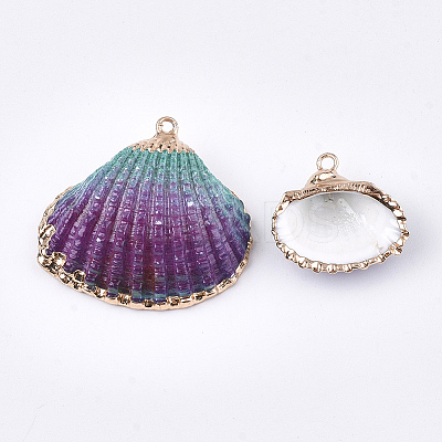 Spray Paint & Electroplate Sea Shell Pendants X-SSHEL-S262-07A-1