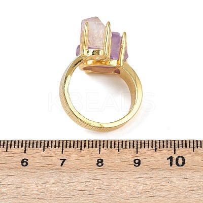 Nuggets Natural Amethyst Open Cuff Rings RJEW-K286-12G-04-1