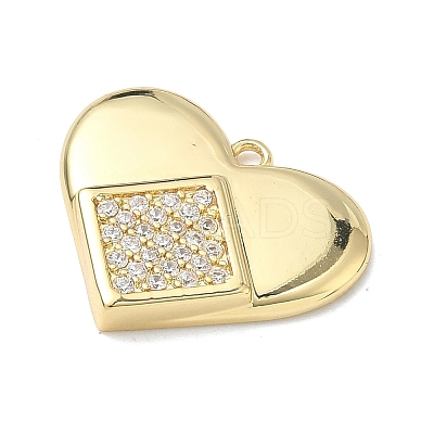 Brass Micro Pave Clear Cubic Zirconia Pendants KK-I476-14G-1