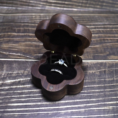Flower Wood Wedding Ring Storage Boxes with Velvet Inside PW-WG57789-01-1