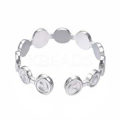 Non-Tarnish 304 Stainless Steel Flat Round Open Cuff Ring X-RJEW-T023-65P-1