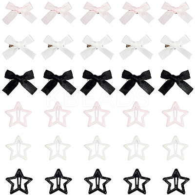 30Pcs 3 Colors Star Iron Enamel Snap Hair Clips OHAR-SP0001-03-1