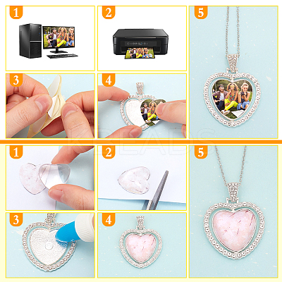 DIY Sublimation Blank Alloy Pendant Necklace Making Kit DIY-PH0022-70-1