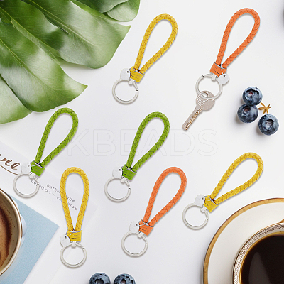 12Pcs 3 Colors PU Leather Knitting Keychains KEYC-CL0001-20C-1
