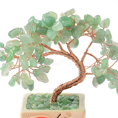 Heart Money Tree Natural Natural Green Aventurine Bonsai Display Decorations DJEW-G027-16RG-04-1