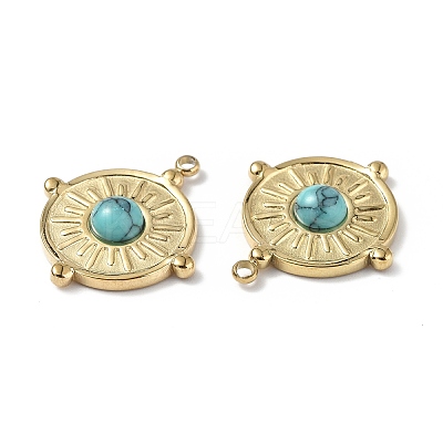 PVD Vacuum Plating 201 Stainless Steel Natural Turquoise Pendants STAS-C064-VC891-1