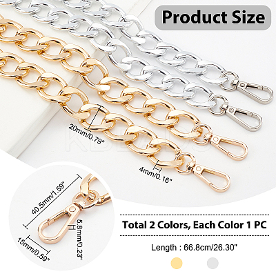 2Pcs 2 Colors Aluminum Curb Chain Bag Handles FIND-PH0005-15-1