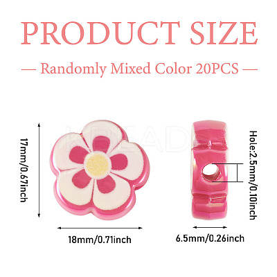 20Pcs UV Plating Printed Opaque Acrylic Beads OACR-TADJ0001-06-1