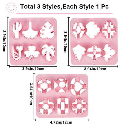 3Pcs 3 Style Leaf/Flower/Cactus ABS Plastic Plasticine Tools CELT-GF0001-02-1