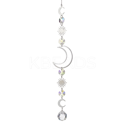 Glass Teardrop Window Hanging Suncatchers HJEW-JM04517-1