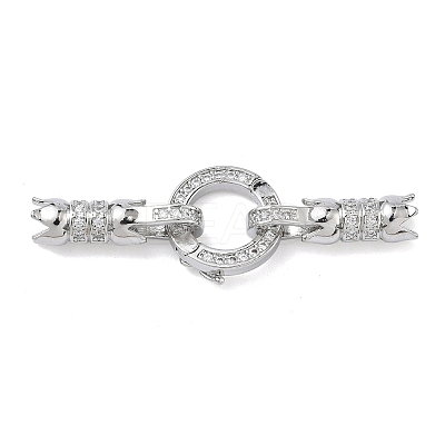 Ring Brass Micro Pave Clear Cubic Zirconia Fold Over Clasps KK-Z143-12P-1