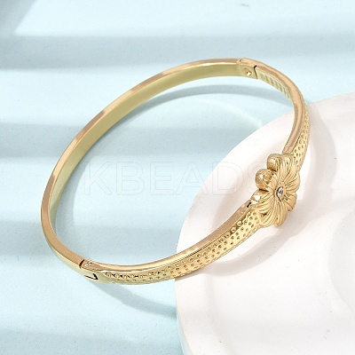 304 Stainless Steel Crystal Rhinestone Hinged Cuff Bangles for Women SA-CBA61B8-07G-1