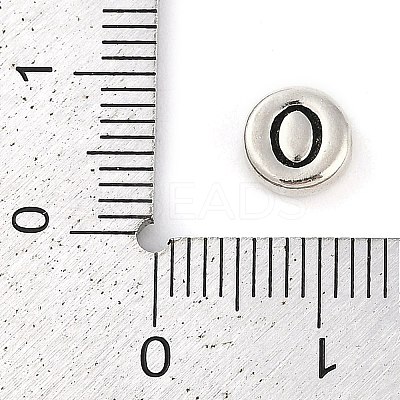 925 Sterling Silver Flat Round with Letter Beads STER-G044-01AS-O-1