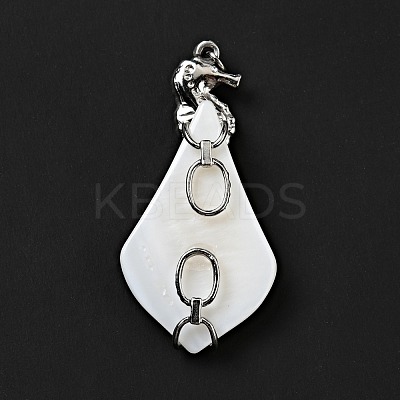Natural White Shell Pendants SSHEL-C010-04P-1
