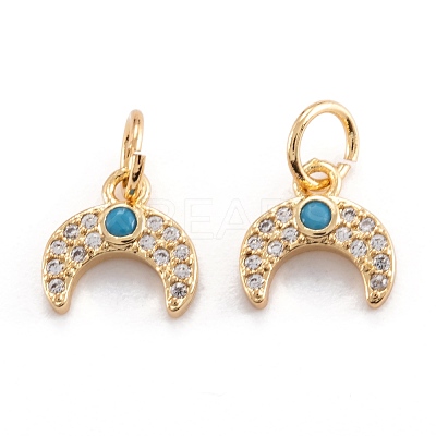 Brass Micro Pave Clear Cubic Zirconia Beads Pendants ZIRC-M114-03G-1