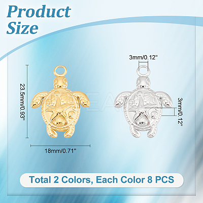 16Pcs 2 Colors 201 Stainless Steel Pendants STAS-UN0051-56-1